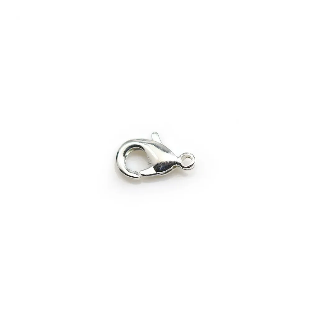 Fermoir mousqueton, en métal , de couleur argenté, 4.5 * 8.5mm x 10pcs