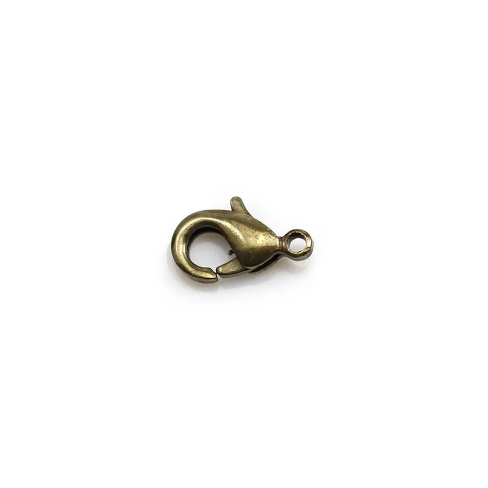 Fermoir mousqueton en métal , de couleur argent vieilli,5x10mm x 10pcs