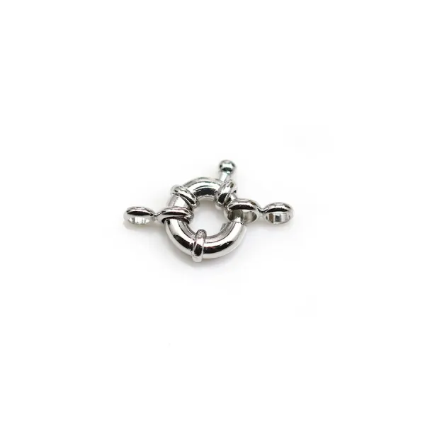 Fermoir en forme de bouée, en métal argenté, 9.5mm x 1pc