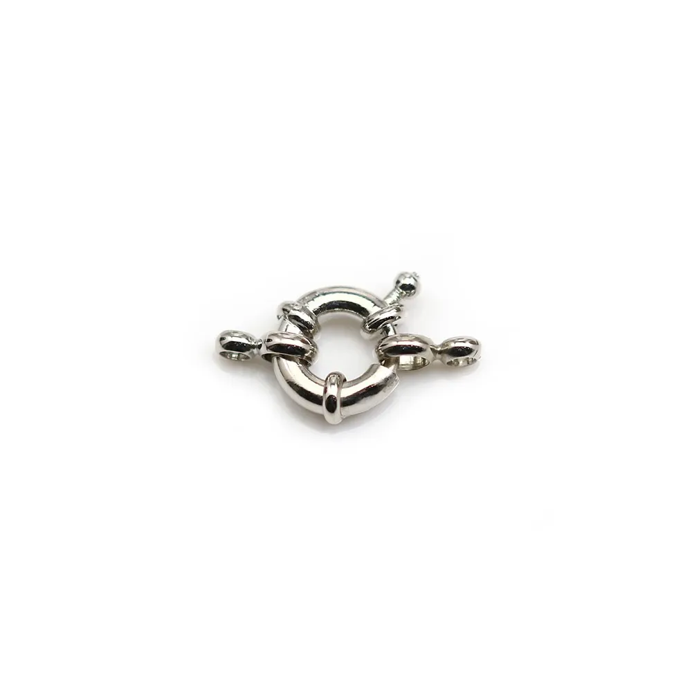 Fermoir en forme de bouée, en métal argenté, 11mm x 1pc