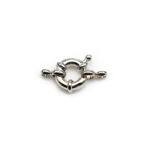 Fermoir en forme de bouée, en métal argenté, 13mm x 1pc