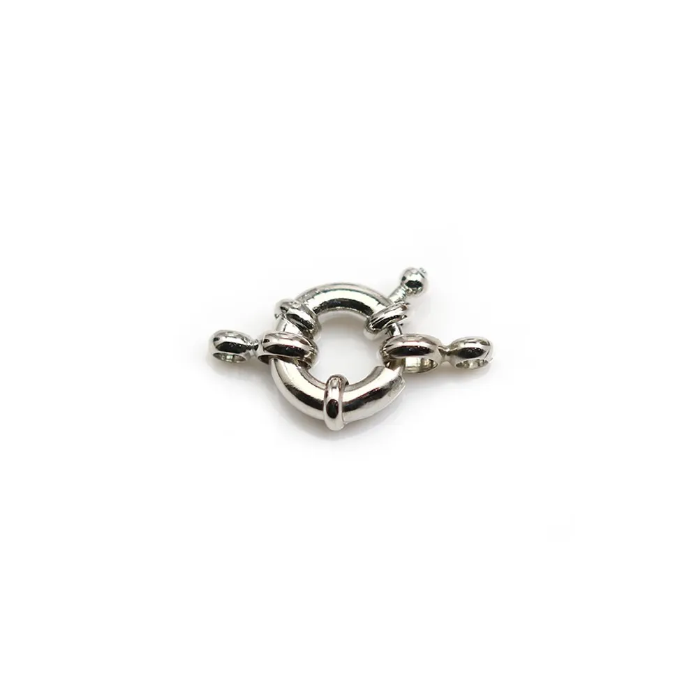 Fermoir en forme de bouée, en métal argenté, 13mm x 1pc