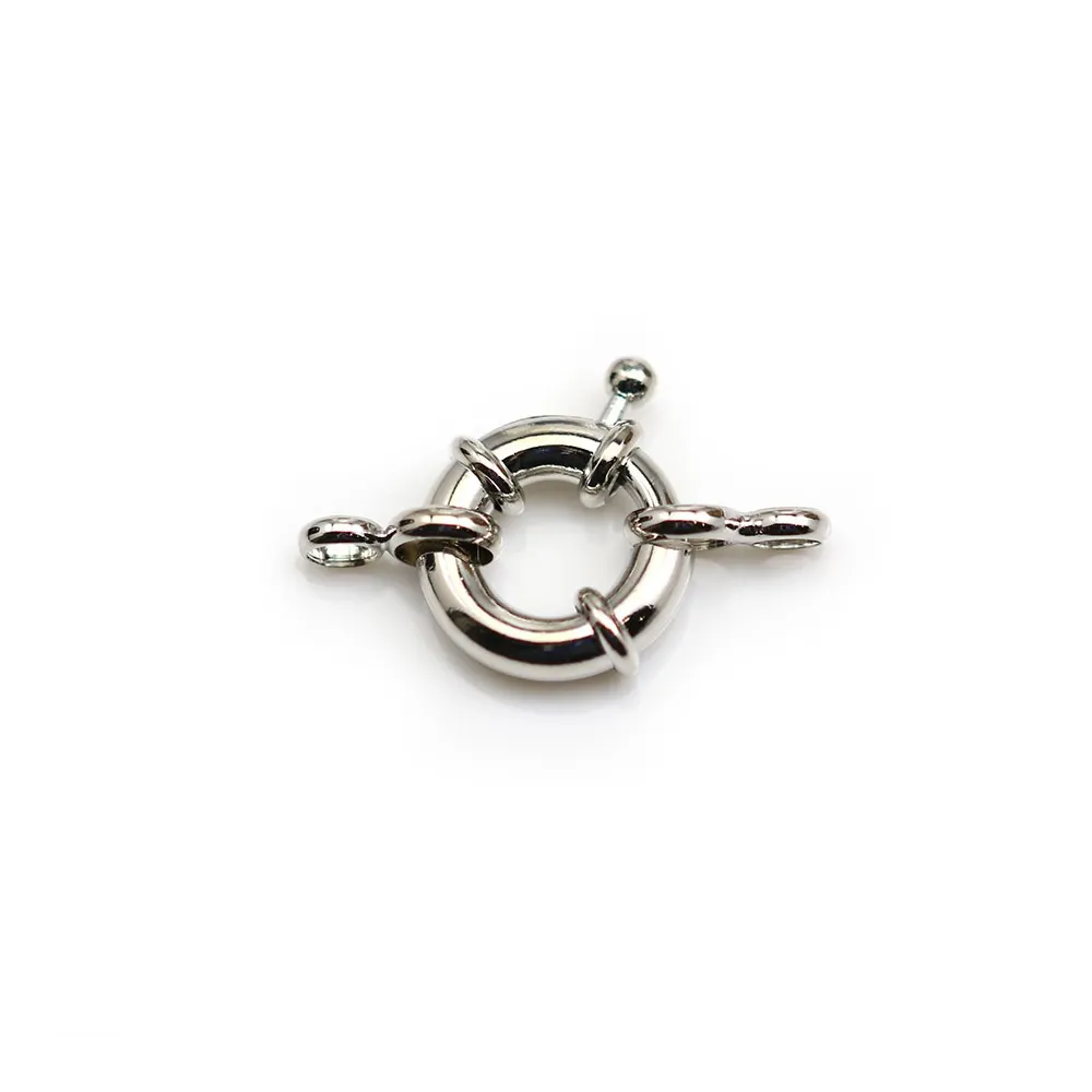 Fermoir en forme de bouée, en métal argenté, 15mm x 1pc