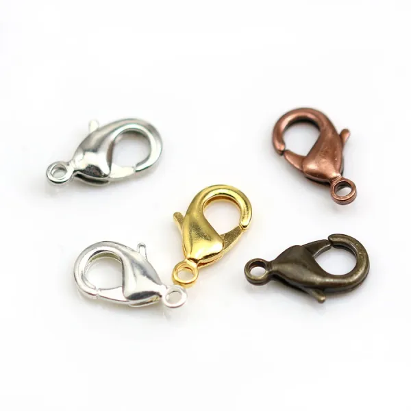 Fermoir mousqueton en métal, de différentes couleurs, 8 * 15mm x 10pcs