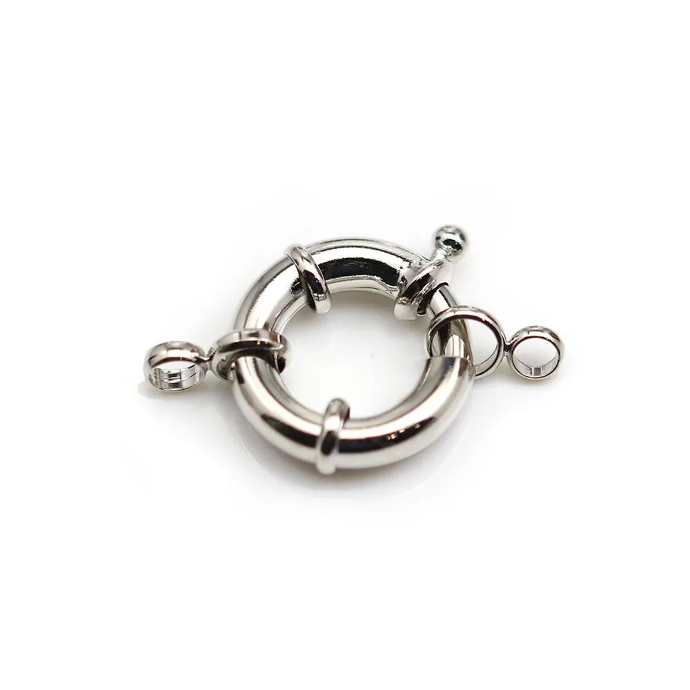 Fermoir en forme de bouée, en métal argenté, 19mm x 1pc