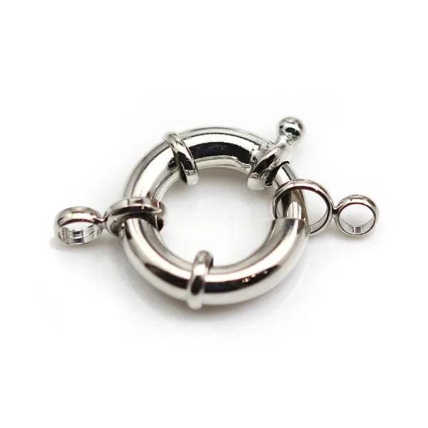 Fermoir en forme de bouée, en métal argenté, 21mm x 1pc