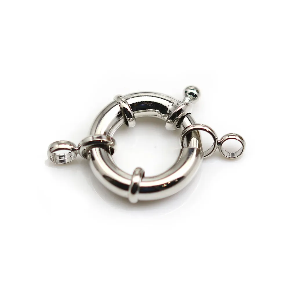 Fermoir en forme de bouée, en métal argenté, 21mm x 1pc