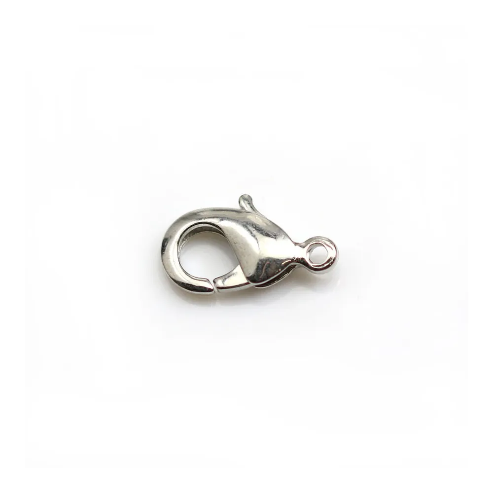 Fermoir mousqueton en métal , de couleur argenté, 6x12mm x 10pcs