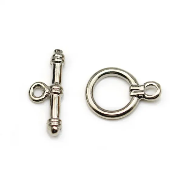 Fermoir "OxT" en métal, de couleur argent vieilli, 12mm x 2pcs
