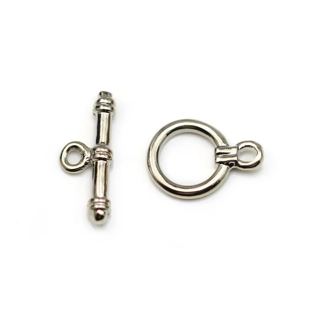 Fermoir "Toggle OT" en métal, de couleur argent vieilli, 12mm x 2pcs