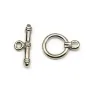 Fermoir "OxT" en métal, de couleur argent vieilli, 12mm x 2pcs