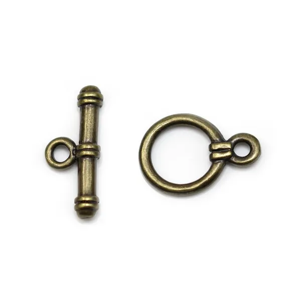 Fermoir "Toggle OT" en métal, de couleur bronze, 15mm x 2pcs