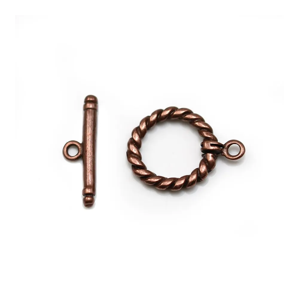 Fermoir "OxT" en métal torsadé, de couleur cuivre, 14mm x 2pcs