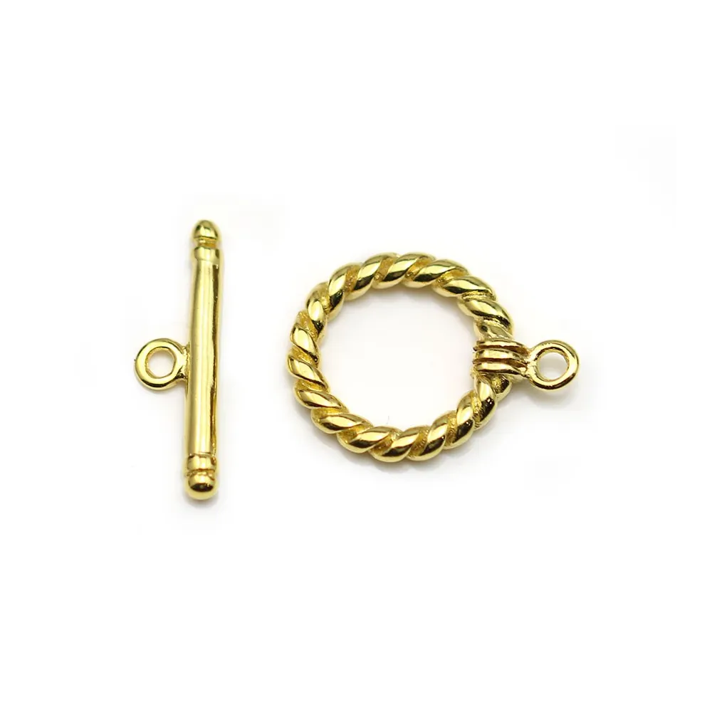 Fermoir "OxT" en métal torsadé, de couleur doré, 14mm x 2pcs