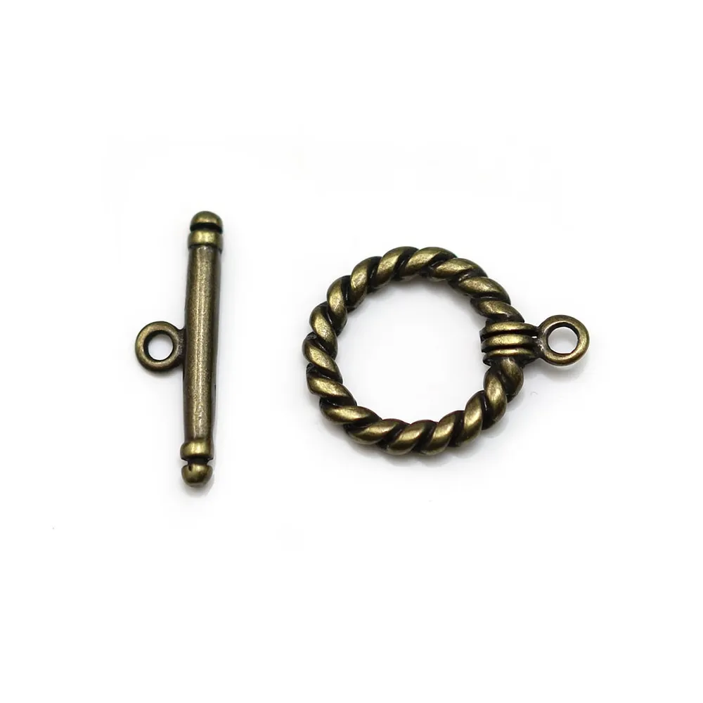 Fermoir "OxT" en métal torsadé, de couleur bronze, 14mm x 2pcs