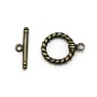 Fermoir "Toggle OT" en métal torsadé, de couleur bronze, 14mm x 2pcs