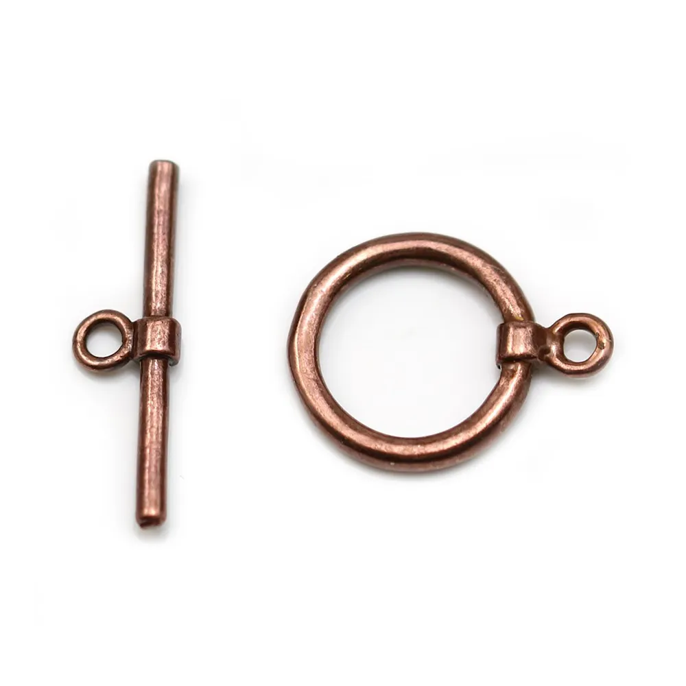 Fermoir "OxT" en métal lisse, de couleur cuivre, 15mm x 2pcs