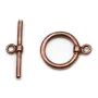 Fermoir "Toggle OT" en métal lisse, de couleur cuivre, 15mm x 2pcs