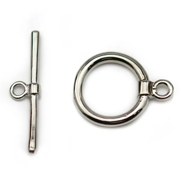 Fermoir "OxT" en métal lisse, de couleur argent vieilli, 15mm x 2pcs