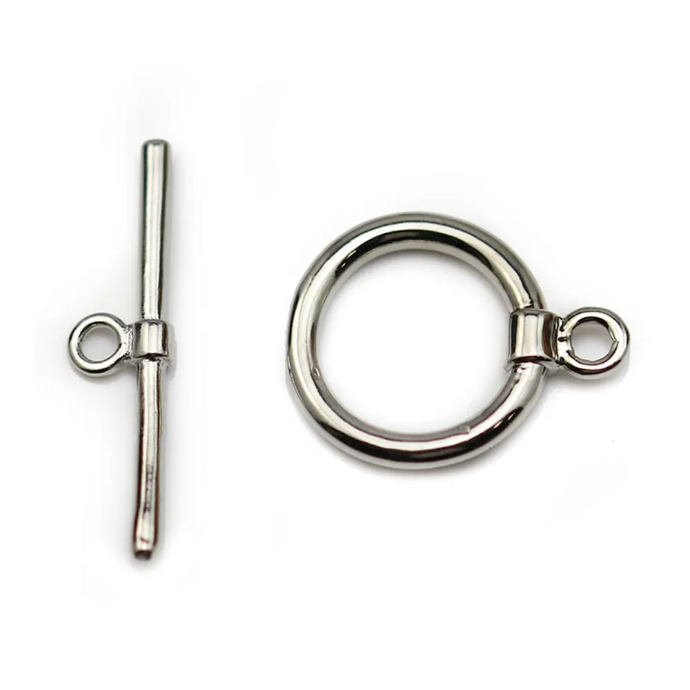Clasp "O * T" on smooth metal, in old silver color, 15mm x 2pcs