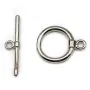 Fermoir "OxT" en métal lisse, de couleur argent vieilli, 15mm x 2pcs