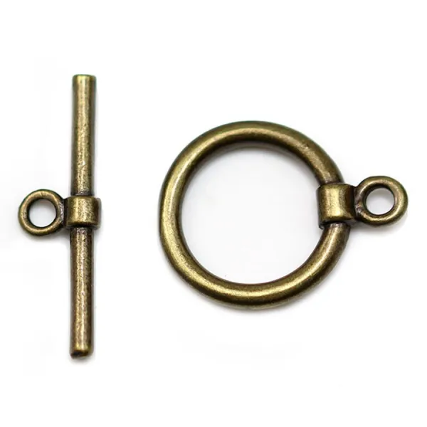 Fermoir "OxT" en métal lisse, de couleur bronze, 15mm x 2pcs