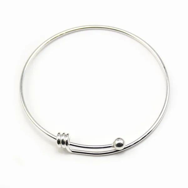 Bracelet réglable, en métal de couleur argenté, 68mm x 1pc