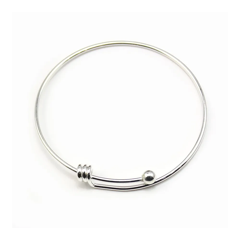 Bracelet réglable, en métal de couleur argenté, 68mm x 1pc