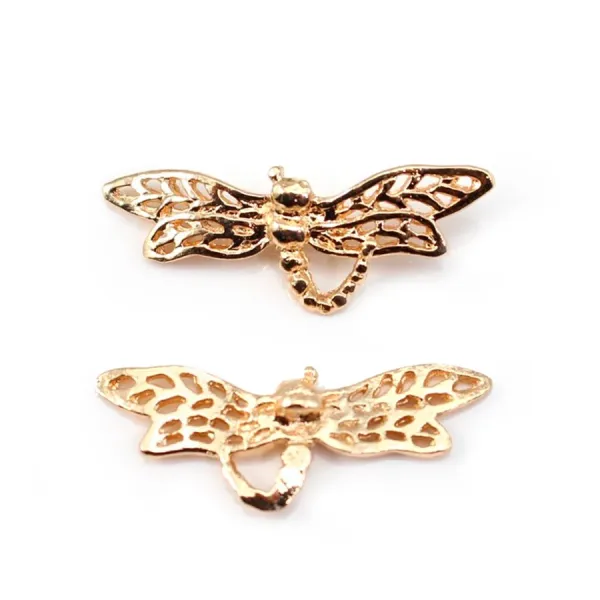  Dragonfly by "flash" Gold on brass 11x29mm x1pc