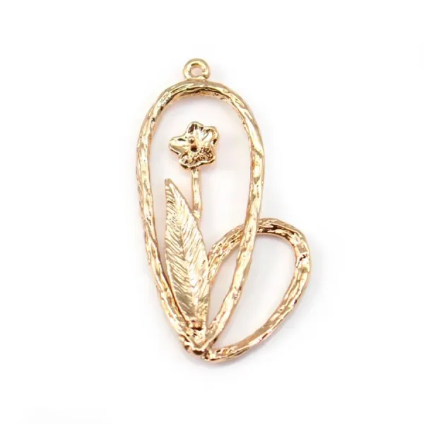  Flower for pearls half-drilled by "flash" Gold on brass 15x30mm x1pc