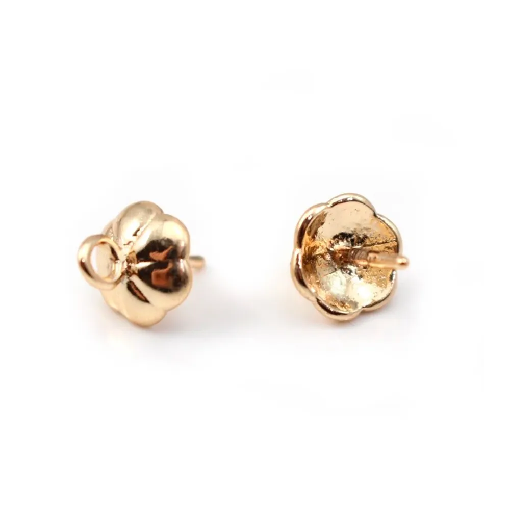 Bélière coupelle pour perle semi percée, dorée sur laiton 7mm x 1pc