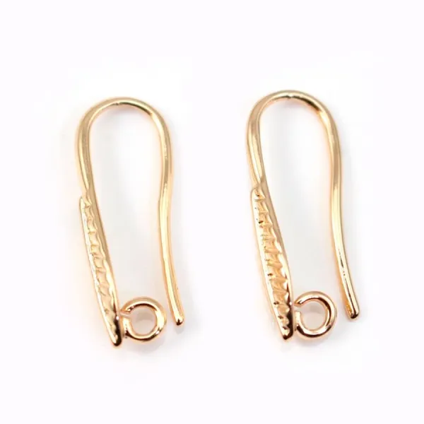 Crochet boucles d'oreille feuille Plaquée par "flash" or sur laiton 4.5x21mm x 2pcs