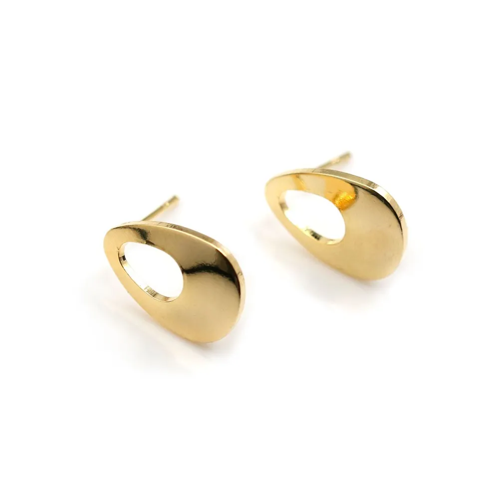 Clous d'oreilles en forme goutte, doré sur laiton 12x16.5mm x 4pcs