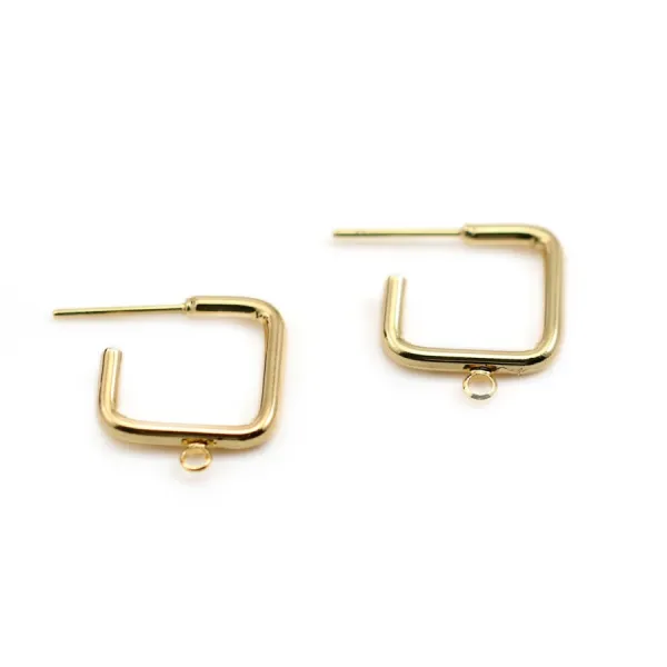 Clous d'oreille en forme goutte, plaqué par "flash" or sur laiton 12x16.5mm x 4pcs