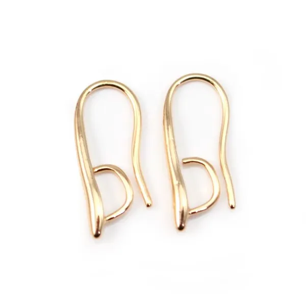 Crochet boucles d'oreille Plaquée par "flash" or sur laiton 2x20mm x 2pcs