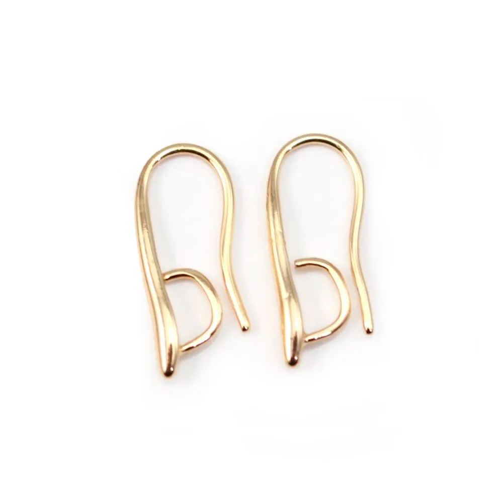 Crochet boucles d'oreille Plaquée par "flash" or sur laiton 2x20mm x 2pcs