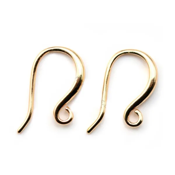 Crochet boucles d'oreilles plaquée par "flash" or sur laiton 8x20mm x 2pcs