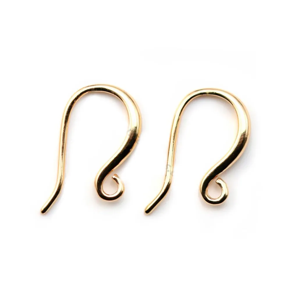 Crochet boucles d'oreilles plaquée par "flash" or sur laiton 8x20mm x 2pcs