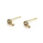 Clous d'oreille ronde plaqué par "flash" or sur laiton 4mm x 2pcs