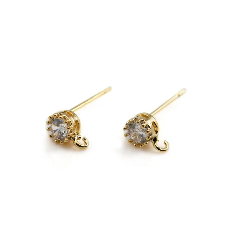 Round Ear studs plated with "flash" gold on brass 5mm x 2pcs