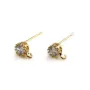 Clous d'oreille ronde plaqué par "flash" or sur laiton 5mm x 2pcs
