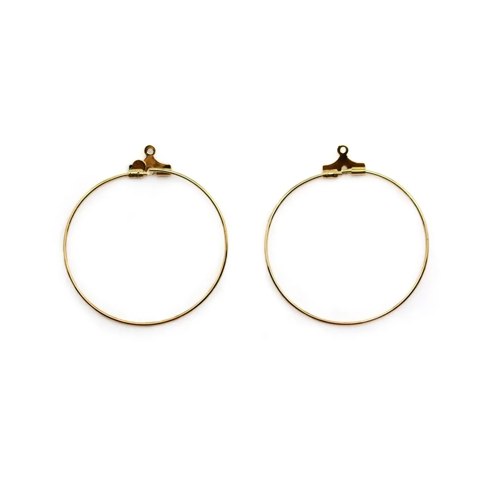 Créole boucles d'oreilles 20mm plaquée par "flash"or sur laiton x 4pcs