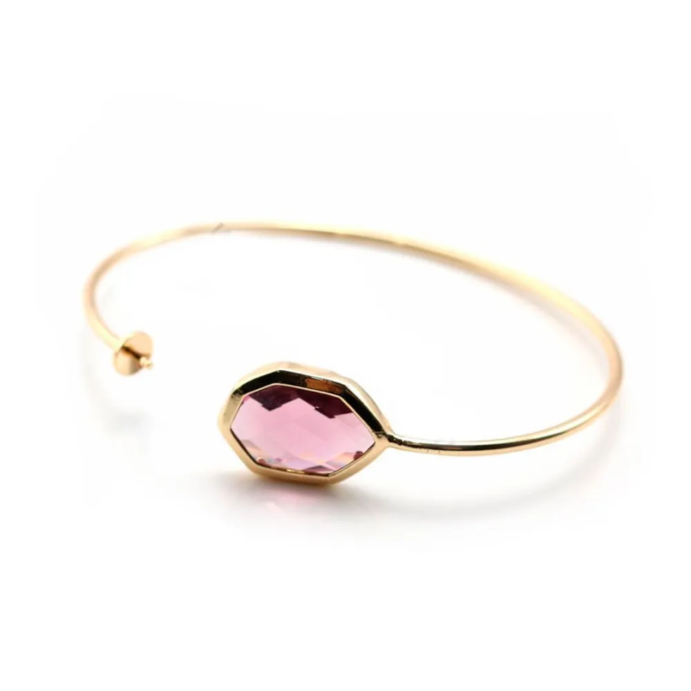 Bracelet flexible pour perles semi percées plaqué par "flash" or sur laiton violet 18cm x 1pc