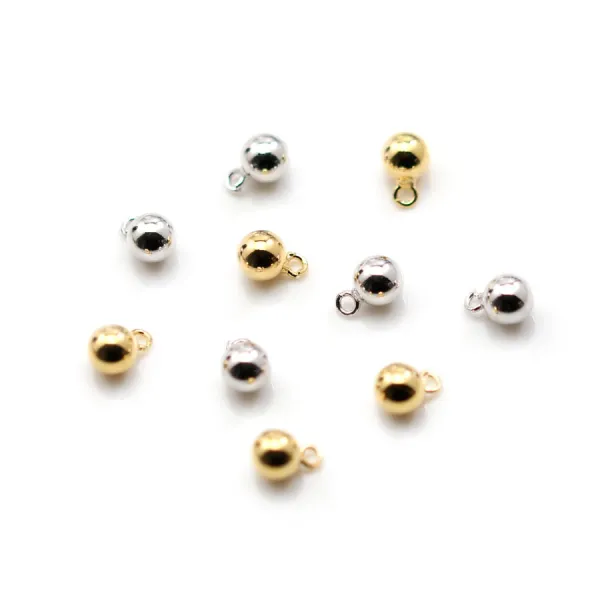 Round hammered charm 10mm, plated by "flash" gold on brass x 10pcs