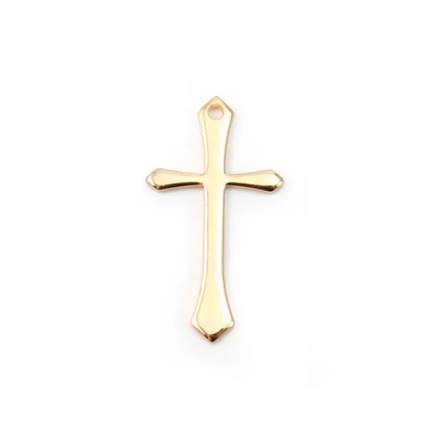 Croix dorée sur laiton 13x24mm x 2pcs