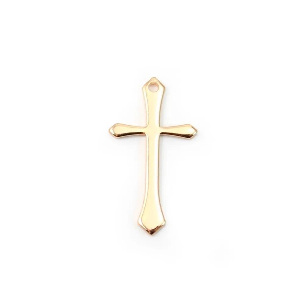 Croix plaquée par "flash" or sur laiton 13x24mm x 2pcs