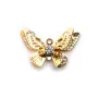 Breloque papillon avec zirconium plaqué par "flash" or sur laiton 12x20mm x 4pcs