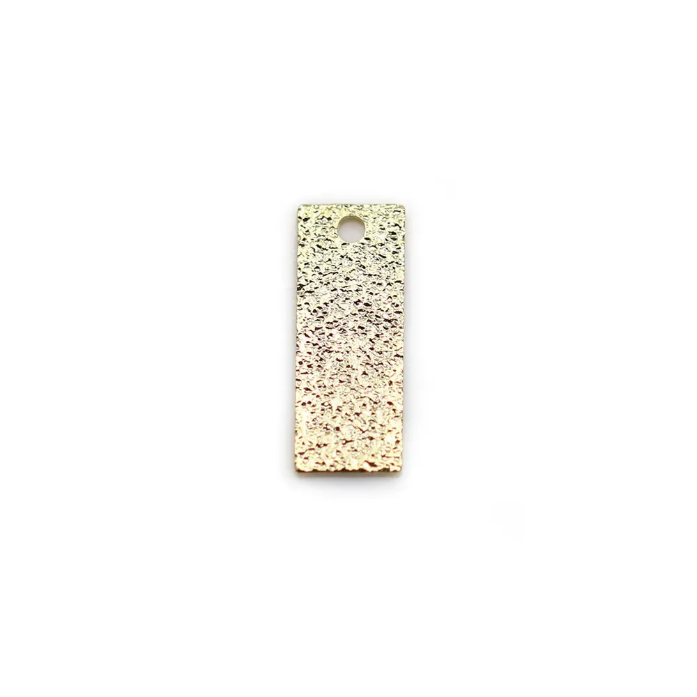 Breloque en rectangle "diamanté" plaquée par flash or sur laiton, 5x13mm x 8pcs