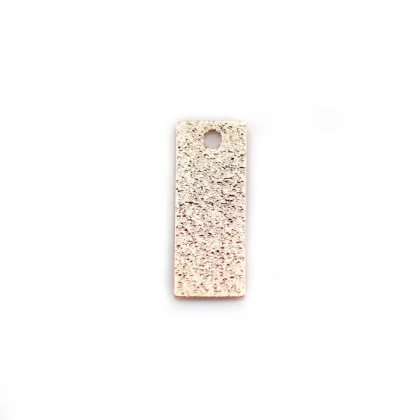 Rectangle flat charm "diamond" plated flash pink gold on brass, 5x13mm x 8pcs