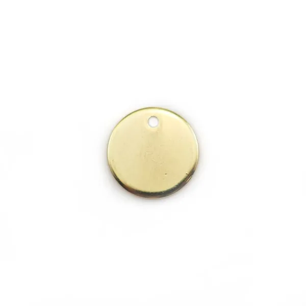 Breloque ronde, plaquée par " flash" or sur laiton 10mm x 4pcs